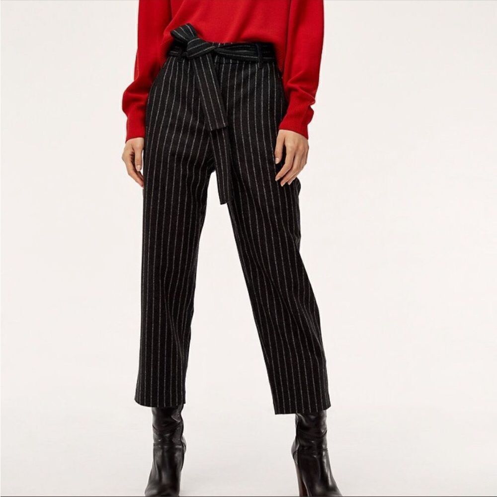 ARITZIA | WILFRED Jallade Wool Gray Striped High Waisted Pants Women’s Size 0